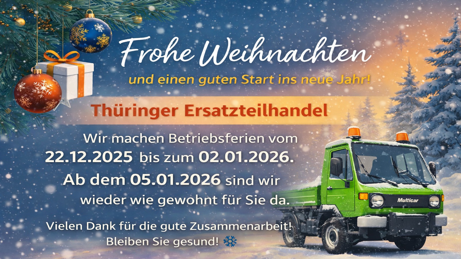 Frohe Weihnachten und Betriebsferienankündigung Frohe Weihnachten und Betriebsferienankündigung